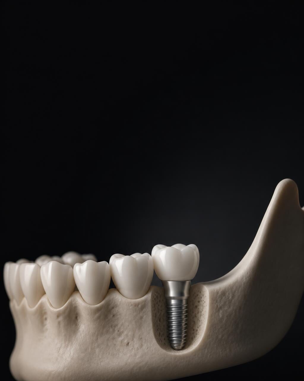 Solution-aware dental implant Meta ad with premium implant visualisation created as a Peter Creates UK portfolio concept.